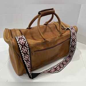 Orvis 21” Brown Leather Duffle Bag Double Handle Made In USA